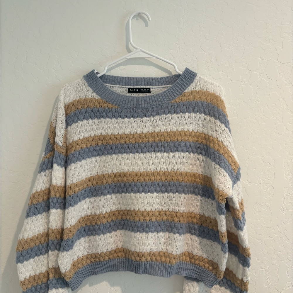 SHEIN Multicolor Striped Crew Neck Sweater